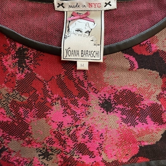 YOANA Baraschi Dress Floral Knot Faux Leather Sleeveless colorbock Sz M - Picture 8 of 9